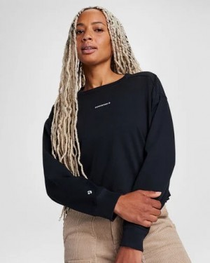 Converse Boxy Women T Shirts Black NZ | C-24390619