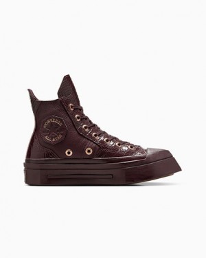Converse Chuck 70 De Luxe Squared Leather Women Sneakers Burgundy / Gold / Black NZ | C-86321059