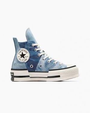 Converse Chuck 70 Plus Distressed Denim Men Sneakers Navy / Black NZ | C-90152479