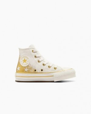 Converse Chuck Taylor All Star EVA Lift Kids' Platform Shoes White / Gold NZ | C-26197809