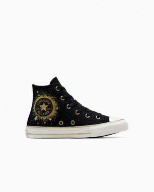 Converse Chuck Taylor All Star Gold Stars Kids' Sneakers Black / Gold / White NZ | C-63490219