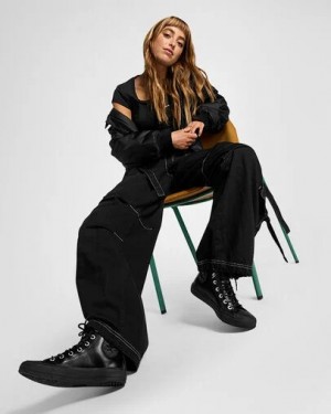 Converse Chuck Taylor All Star Leather Women Sneakers Black / Black NZ | C-06254919