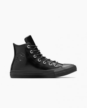 Converse Chuck Taylor All Star Leather Women Sneakers Black / Black NZ | C-79165349