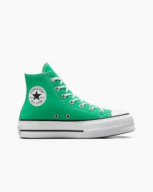 Converse Chuck Taylor All Star Lift Platform Women Canvas Shoes Green / White / Black NZ | C-62781599