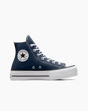 Converse Chuck Taylor All Star Lift Platform Women Canvas Shoes Navy / White / Black NZ | C-68231599
