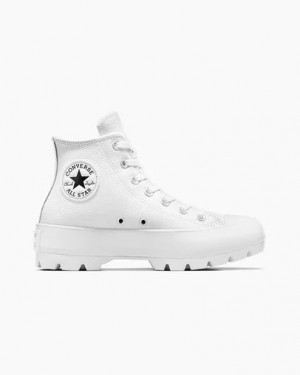Converse Chuck Taylor All Star Lugged Leather Women Sneakers White / Black NZ | C-89213479
