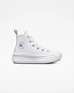 Converse Chuck Taylor All Star Move Color Pop Kids' Platform Shoes White / Purple NZ | C-74862939