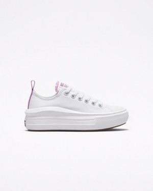 Converse Chuck Taylor All Star Move Platform Kids' Canvas Shoes White / Purple NZ | C-27439819