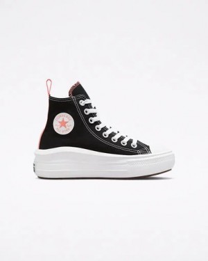 Converse Chuck Taylor All Star Move Platform Kids' Canvas Shoes Black / Pink Light Blue / White NZ | C-92815469