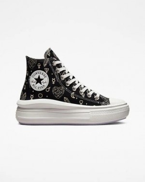 Converse Chuck Taylor All Star Move Women Platform Shoes Black / Beige White NZ | C-20469879