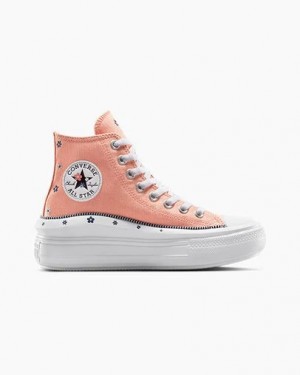 Converse Chuck Taylor All Star Move Women Platform Shoes Coral / White NZ | C-86143059