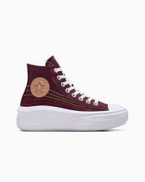 Converse Chuck Taylor All Star Move Women Platform Shoes Burgundy / Red / Yellow NZ | C-42613089