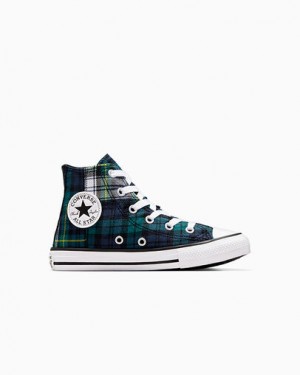 Converse Chuck Taylor All Star Plaid Kids' Sneakers Green / Navy / White NZ | C-27830619