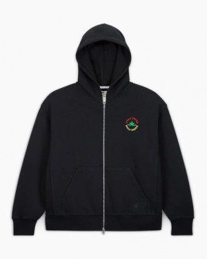 Converse Converse x Daily Paper Full Zip Men Hoodie Black NZ | C-10782969