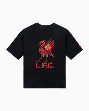 Converse Converse x Liverpool FC Liver Bird Women T Shirts Black NZ | C-40359829