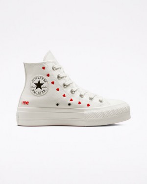 Converse Crafted With Love Chuck Taylor All Star Lift Women Sneakers White / Red NZ | C-29680179