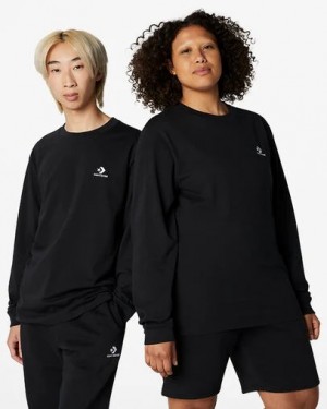 Converse Go-To Embroidered Star Chevron Standard-Fit Women T Shirts Black NZ | C-45796289