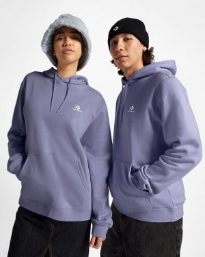 Converse Go-To Embroidered Star Chevron Standard-Fit Fleece Women Hoodie Lavender Grey NZ | C-17842639