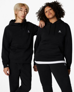 Converse Go-To Embroidered Star Chevron Standard-Fit Fleece Men Hoodie Black NZ | C-24316789