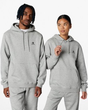 Converse Go-To Embroidered Star Chevron Standard-Fit Fleece Men Hoodie Grey NZ | C-90217549