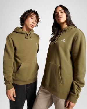 Converse Go-To Embroidered Star Chevron Standard-Fit Fleece Men Hoodie Olive NZ | C-94152379