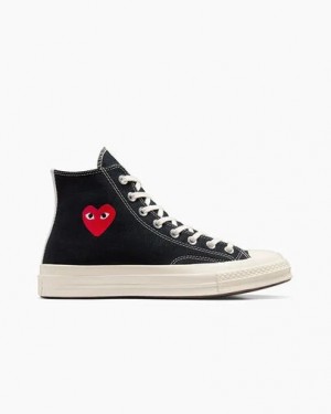 Converse PLAY Comme des Garçons Single Heart Chuck 70 Men Sneakers Black / Red NZ | C-86753929