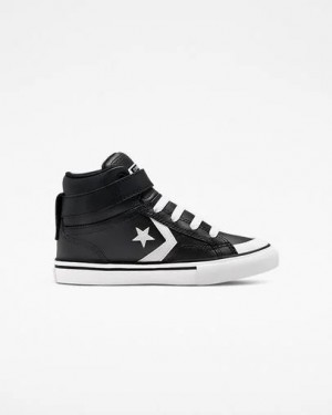 Converse Pro Blaze Strap Leather Kids' Sneakers Black / White NZ | C-95678439