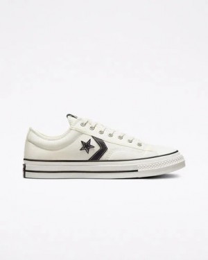 Converse Star Player 76 Premium Men Canvas Shoes White / Black NZ | C-62137959
