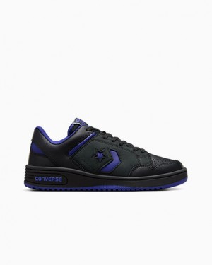 Converse Weapon Leather Men Basketball Shoes Black / Purple / Black NZ | C-30265879