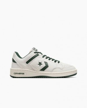 Converse Weapon Leather Men Basketball Shoes Green / White NZ | C-12947659