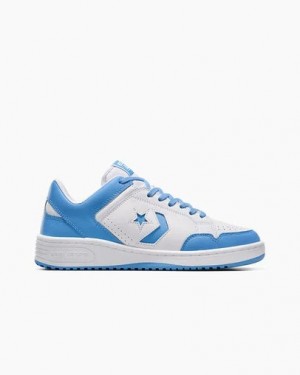 Converse Weapon Leather Men Basketball Shoes White / Blue NZ | C-87594329