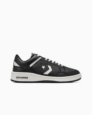 Converse Weapon Leather Men Basketball Shoes Black / White NZ | C-31047629