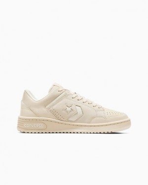 Converse Weapon Leather Women Basketball Shoes Light Beige NZ | C-87469329