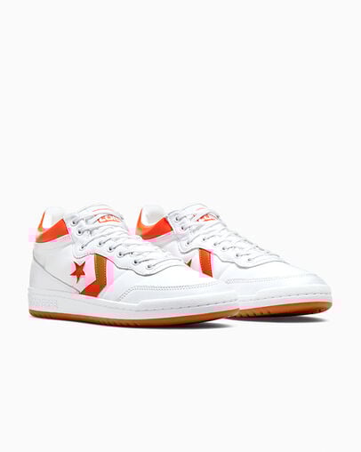 Converse CONS Fastbreak Pro Leather Men Skate Shoes White / Orange NZ | C-65893479