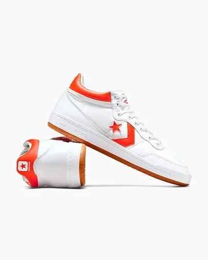 Converse CONS Fastbreak Pro Leather Men Skate Shoes White / Orange NZ | C-65893479