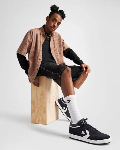 Converse CONS Fastbreak Pro Leather & Suede Men Skate Shoes Black / White NZ | C-60934289
