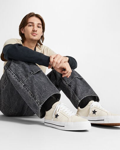 Converse CONS One Star Pro Suede Men Skate Shoes White / Black NZ | C-17284369
