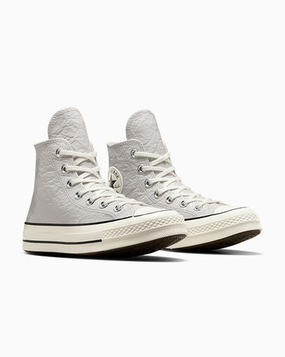 Converse Chuck 70 Crinkled Leather Women Sneakers Grey / Black NZ | C-54670189