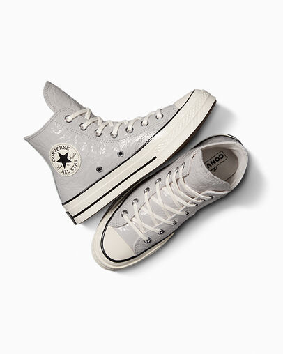 Converse Chuck 70 Crinkled Leather Women Sneakers Grey / Black NZ | C-54670189