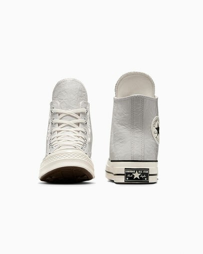 Converse Chuck 70 Crinkled Leather Women Sneakers Grey / Black NZ | C-54670189