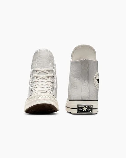 Converse Chuck 70 Crinkled Leather Women Sneakers Grey / Black NZ | C-48137069