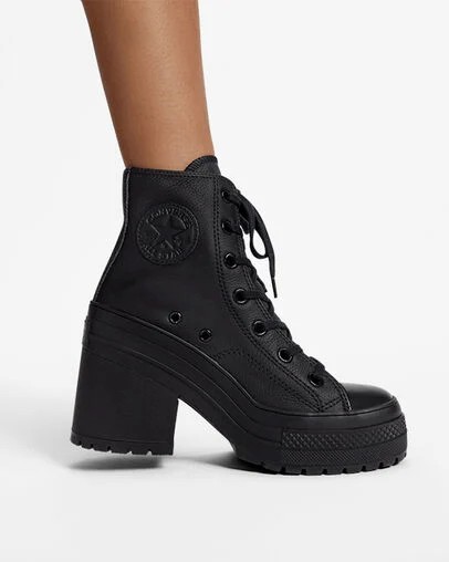 Converse Chuck 70 De Luxe Heel Leather Women Sneakers Black / White NZ | C-85304279