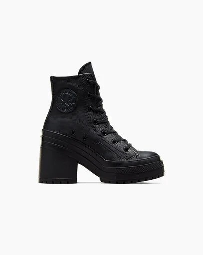 Converse Chuck 70 De Luxe Heel Leather Women Sneakers Black / White NZ | C-85304279