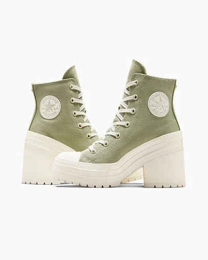 Converse Chuck 70 De Luxe Heel Women Platform Shoes Dark Green / Gold NZ | C-27431609