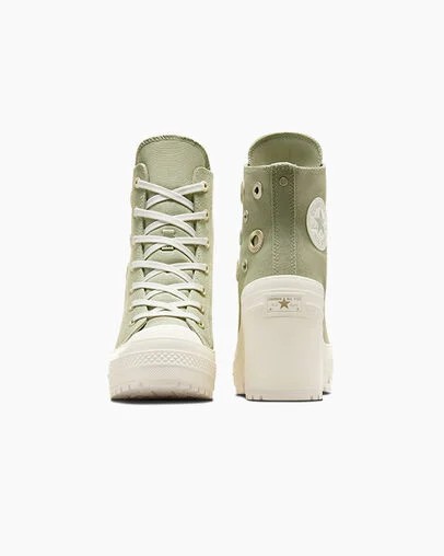 Converse Chuck 70 De Luxe Heel Women Platform Shoes Dark Green / Gold NZ | C-27431609