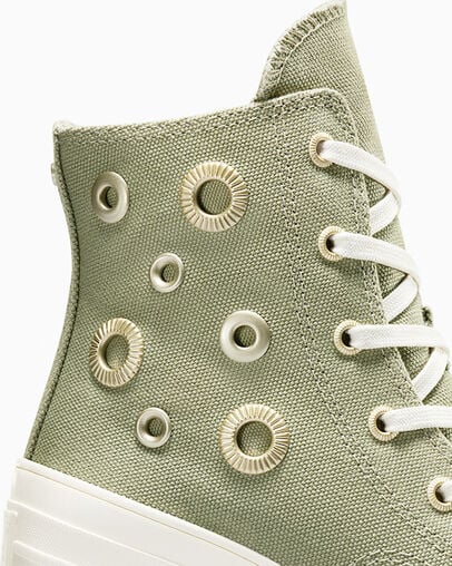 Converse Chuck 70 De Luxe Heel Women Platform Shoes Dark Green / Gold NZ | C-27431609