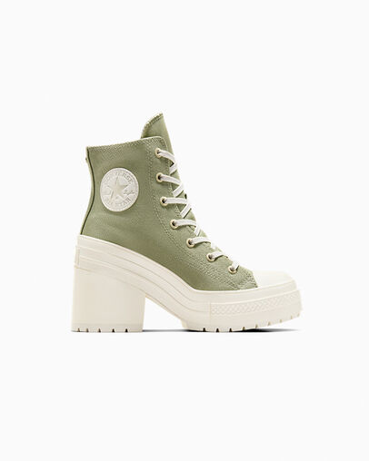 Converse Chuck 70 De Luxe Heel Women Platform Shoes Dark Green / Gold NZ | C-27431609