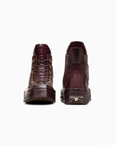 Converse Chuck 70 De Luxe Squared Leather Women Sneakers Burgundy / Gold / Black NZ | C-53170849