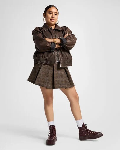 Converse Chuck 70 De Luxe Squared Leather Women Sneakers Burgundy / Gold / Black NZ | C-86321059