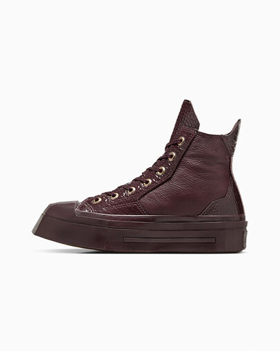 Converse Chuck 70 De Luxe Squared Leather Women Sneakers Burgundy / Gold / Black NZ | C-86321059